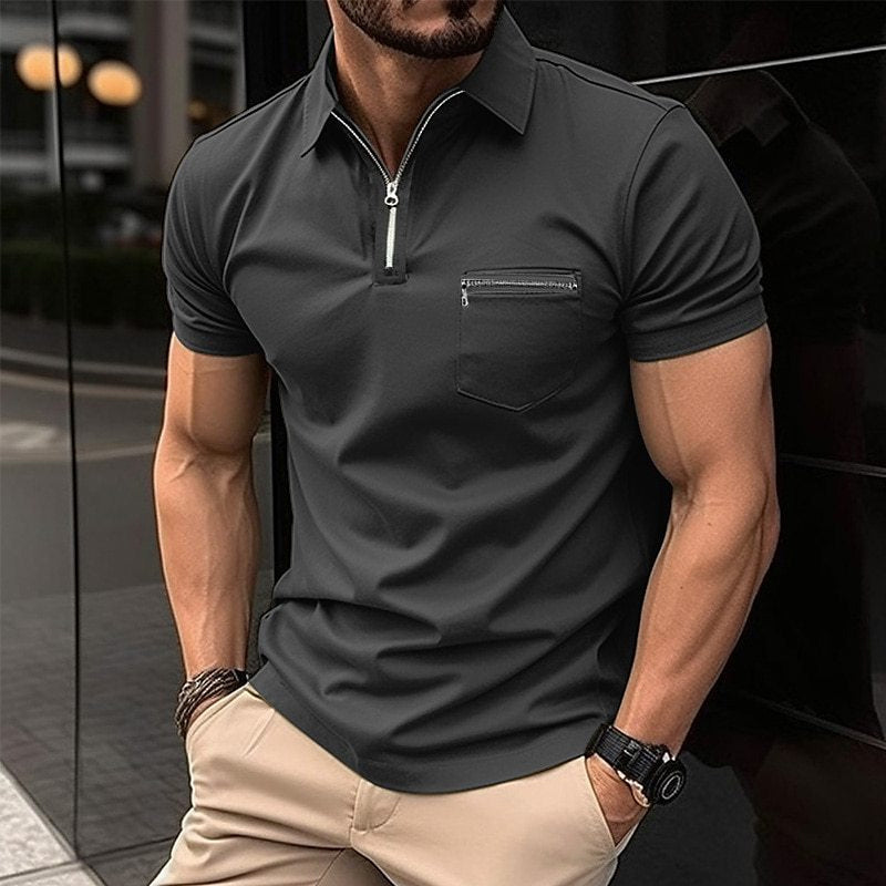 Polo en coton classique pour homme à manches longues 0