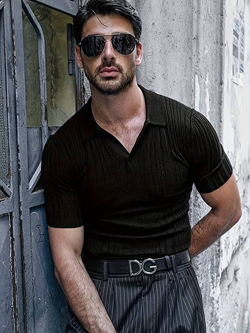 Polo en coton homme coupe ajustée à côtes 2