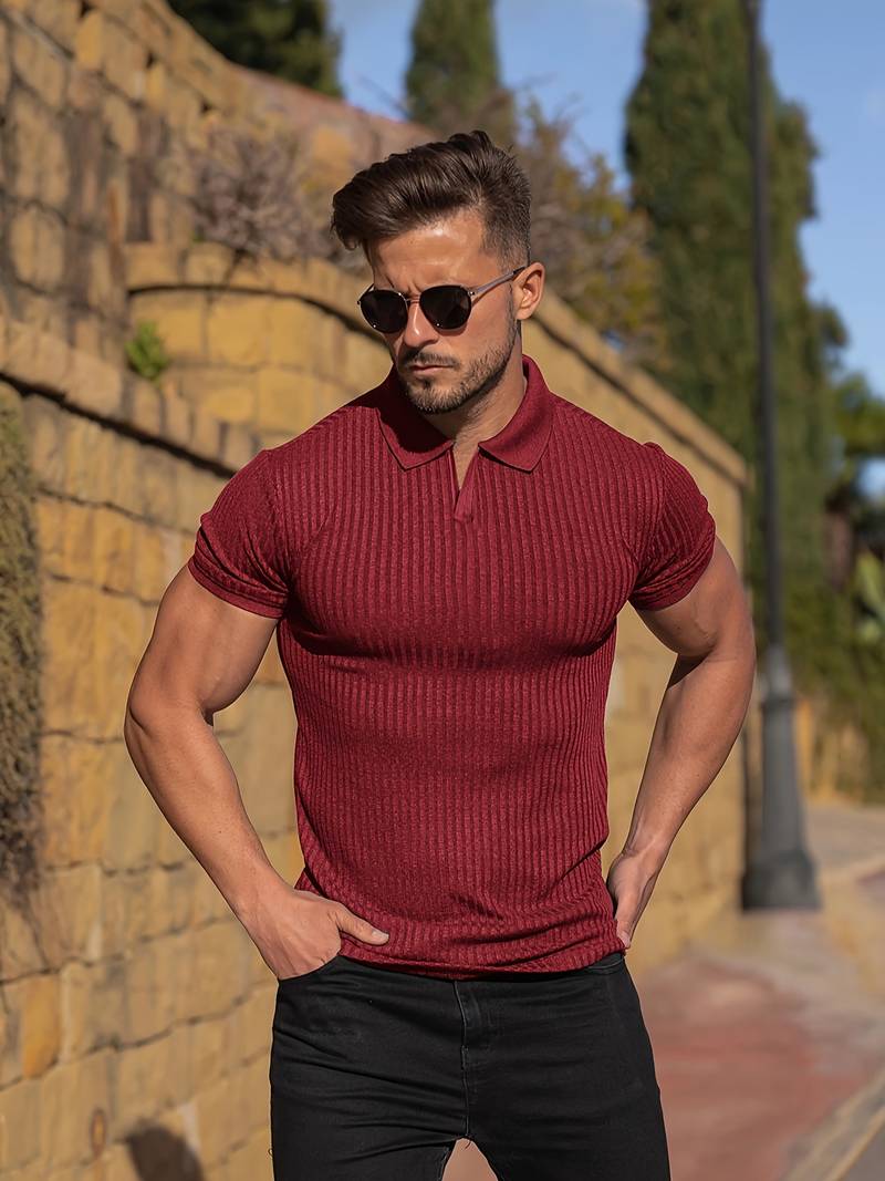 Polo en coton homme coupe ajustée à côtes 4