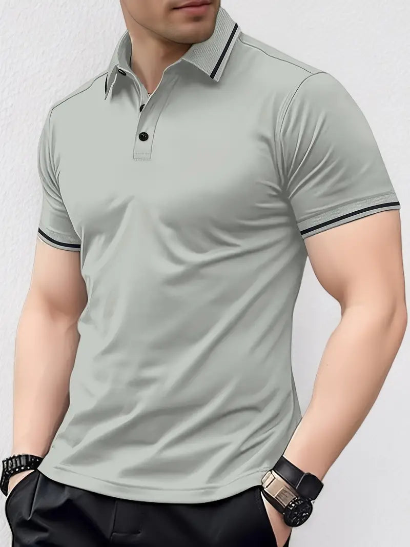 Polo en coton homme coupe ajustée avec col contrasté 11