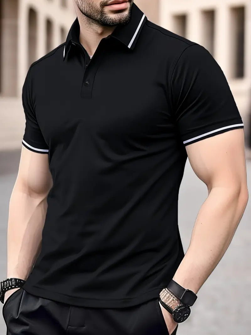Polo en coton homme coupe ajustée avec col contrasté 4
