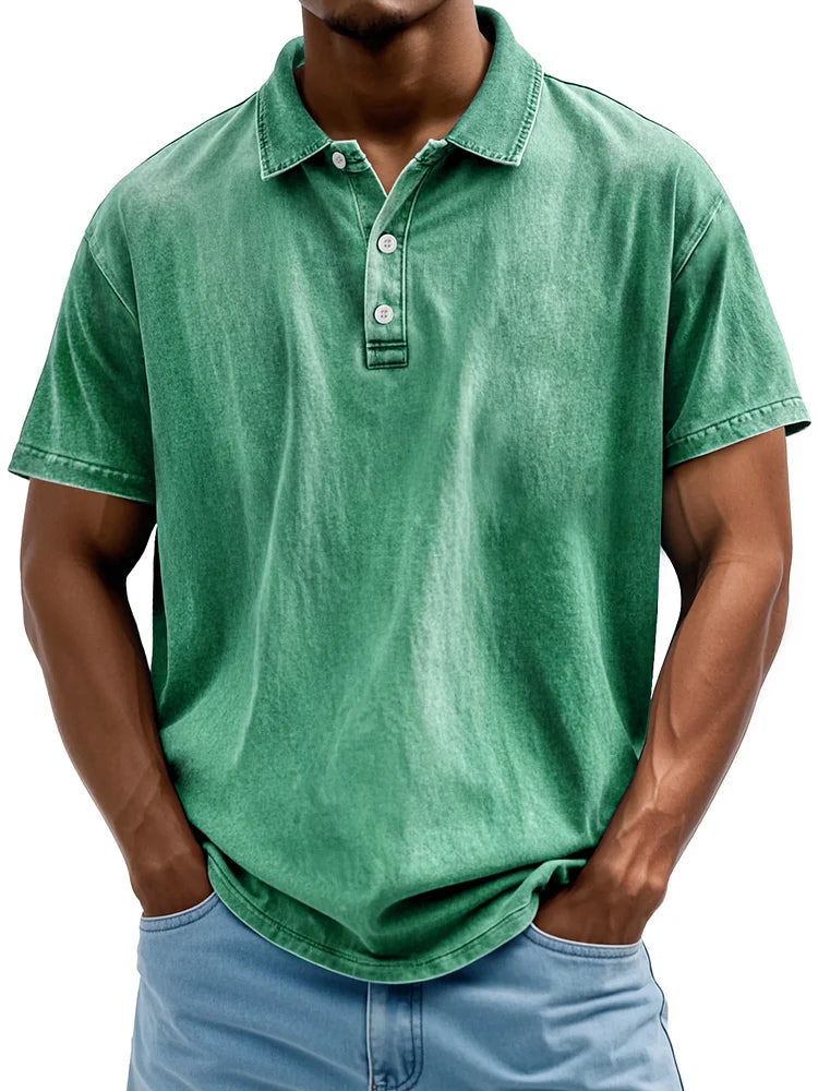 Polo en coton vintage pour homme, style classique 2