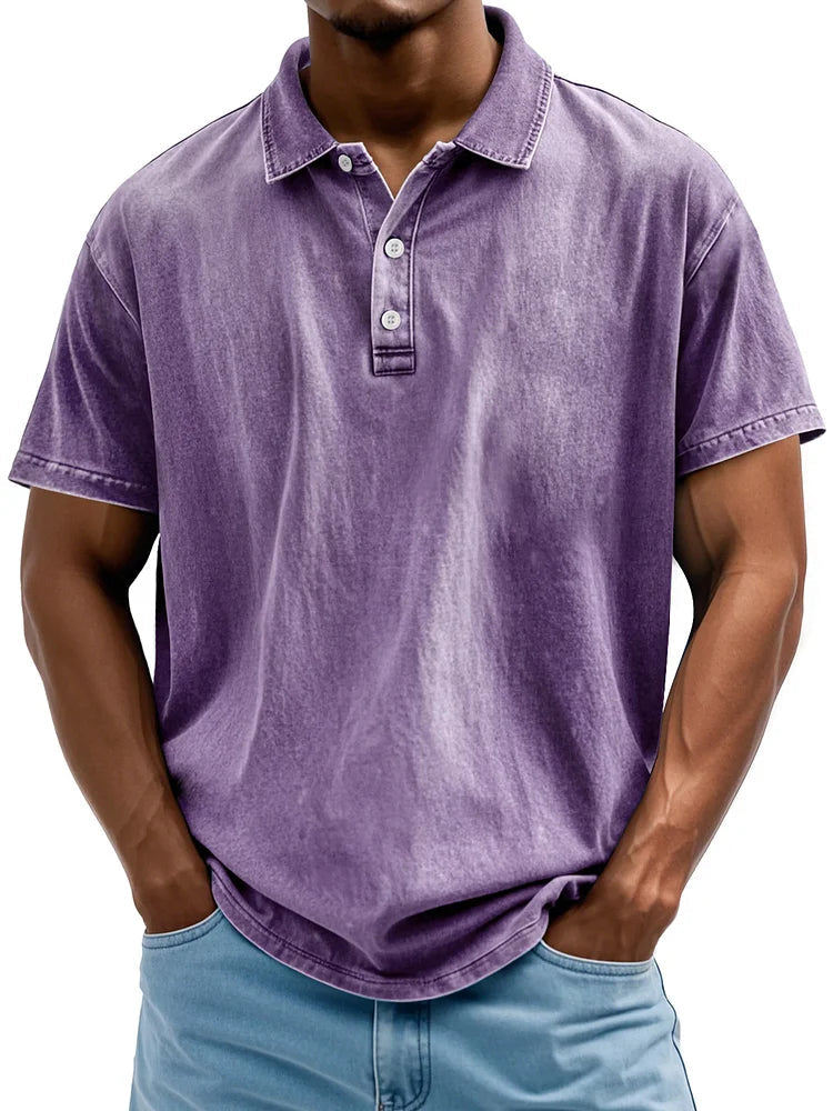 Polo en coton vintage pour homme, style classique 7