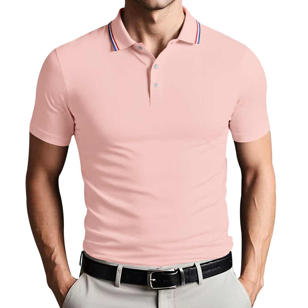 Polo homme ajusté en coton léger avec col classique 1