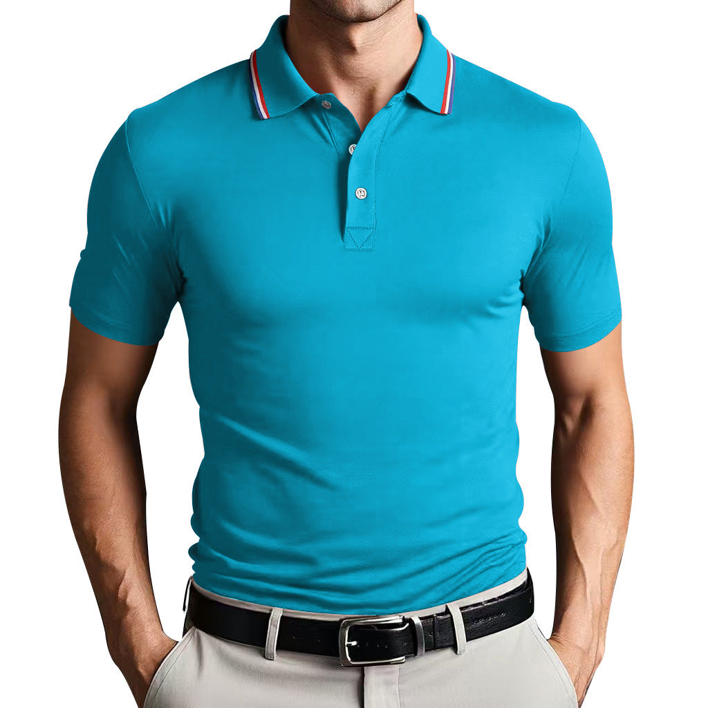 Polo homme ajusté en coton léger avec col classique 10
