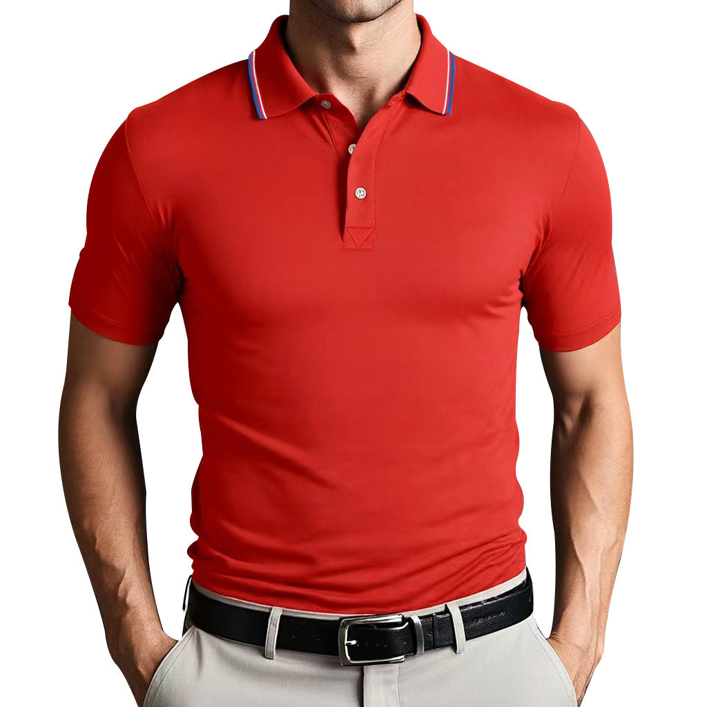 Polo homme ajusté en coton léger avec col classique 6