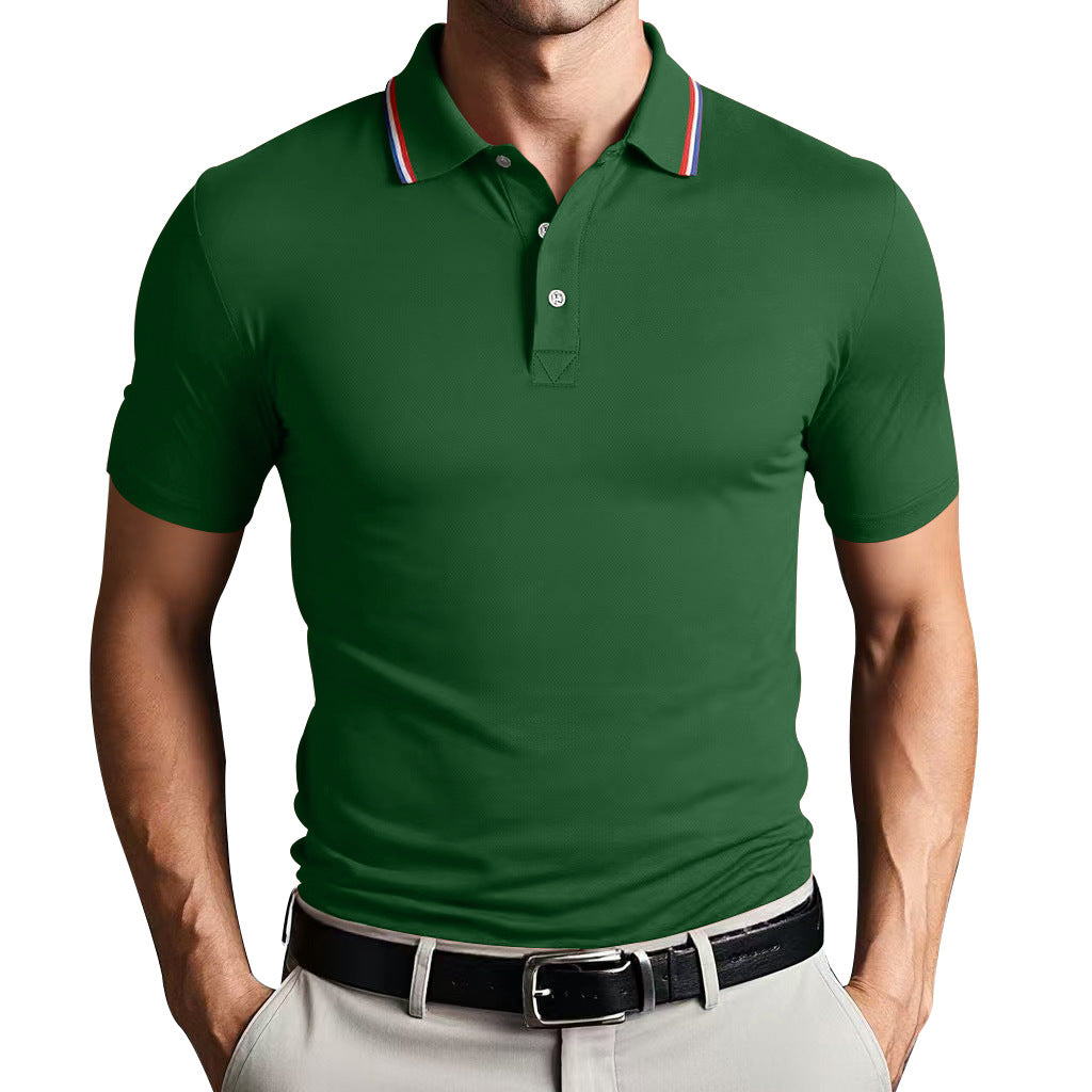 Polo homme ajusté en coton léger avec col classique 8