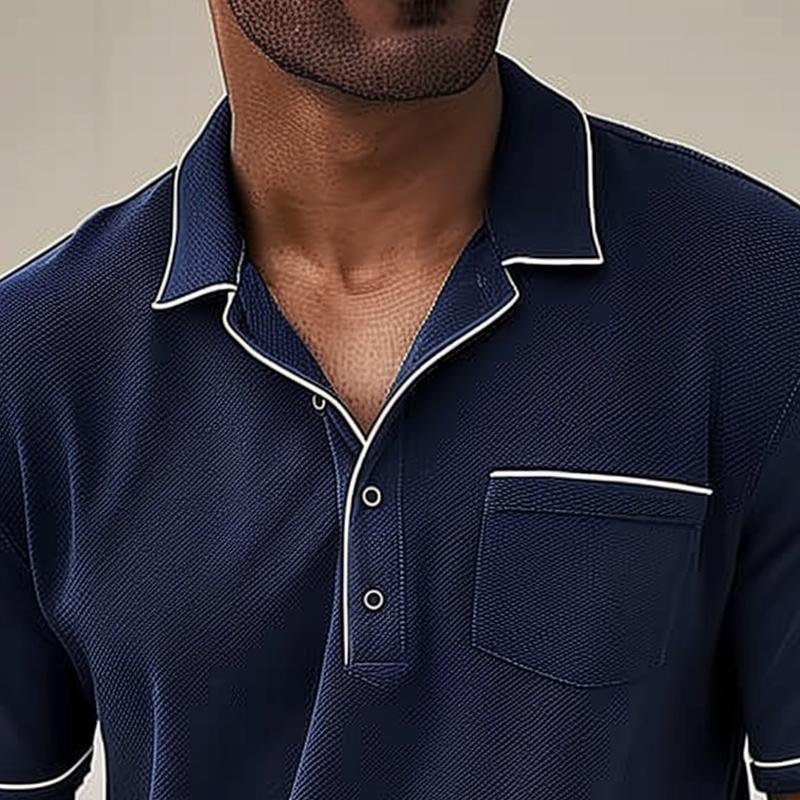 Polo homme colorblock à manches courtes en coton avec col élégant 2