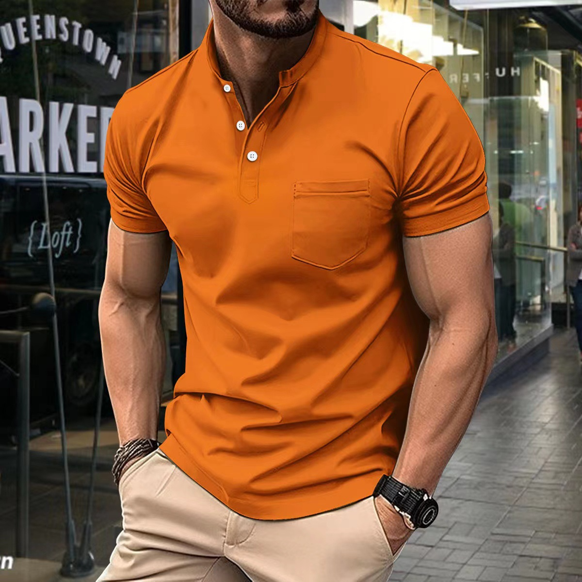 Polo homme en coton élégant avec col semi-zip 2