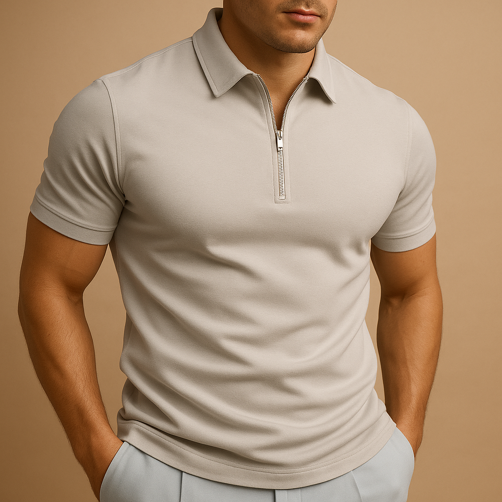Polo homme en coton slim avec fermeture éclair moderne 3