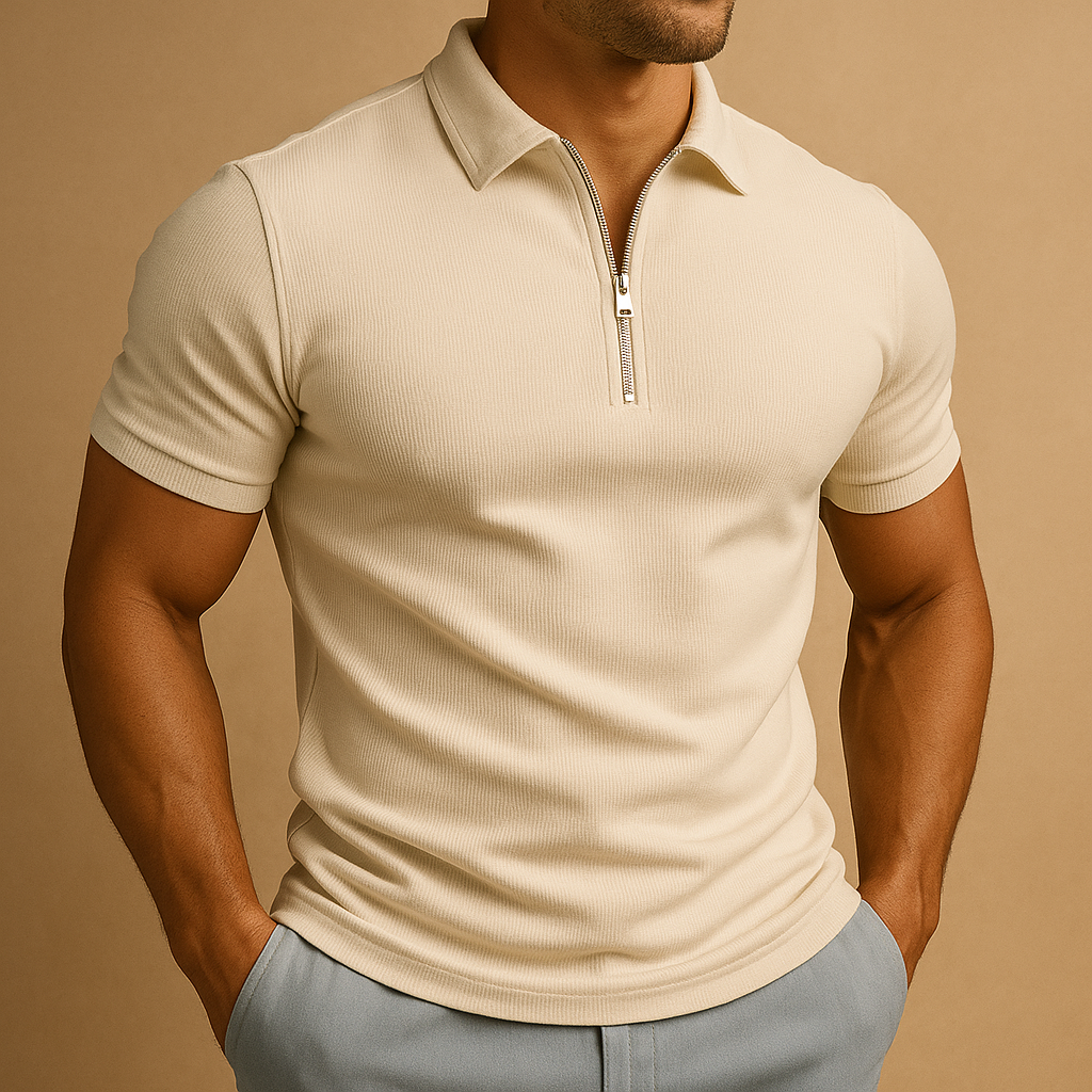 Polo homme en coton slim avec fermeture éclair moderne 6
