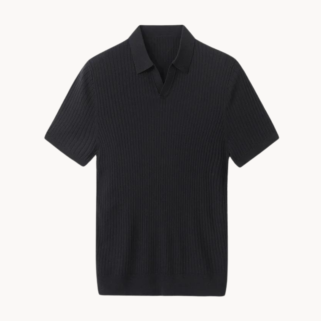 Polo homme en soie de mûrier style vintage, coupe ajustée 13