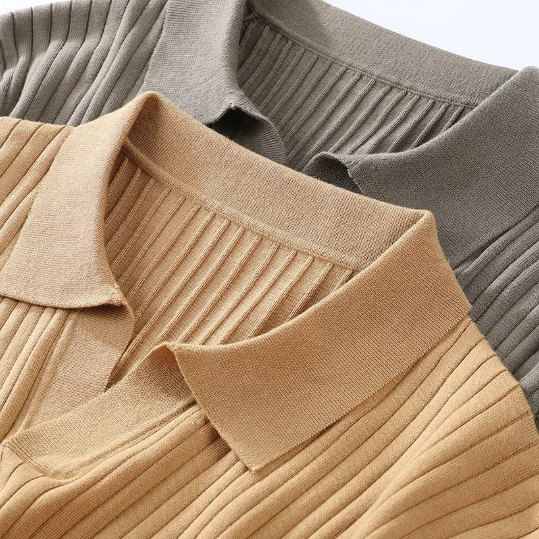 Polo homme en soie de mûrier style vintage, coupe ajustée 7