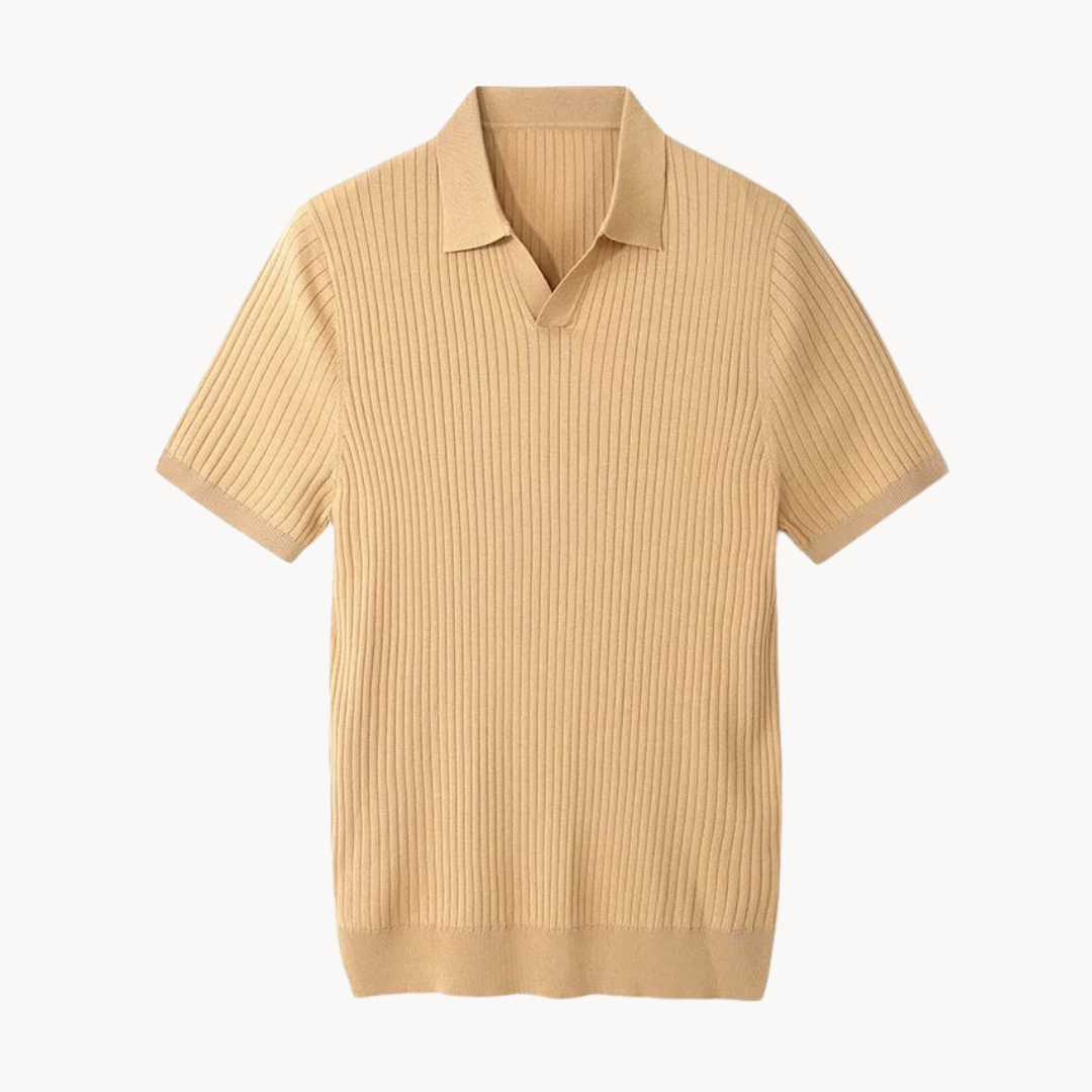 Polo homme en soie de mûrier style vintage, coupe ajustée 9