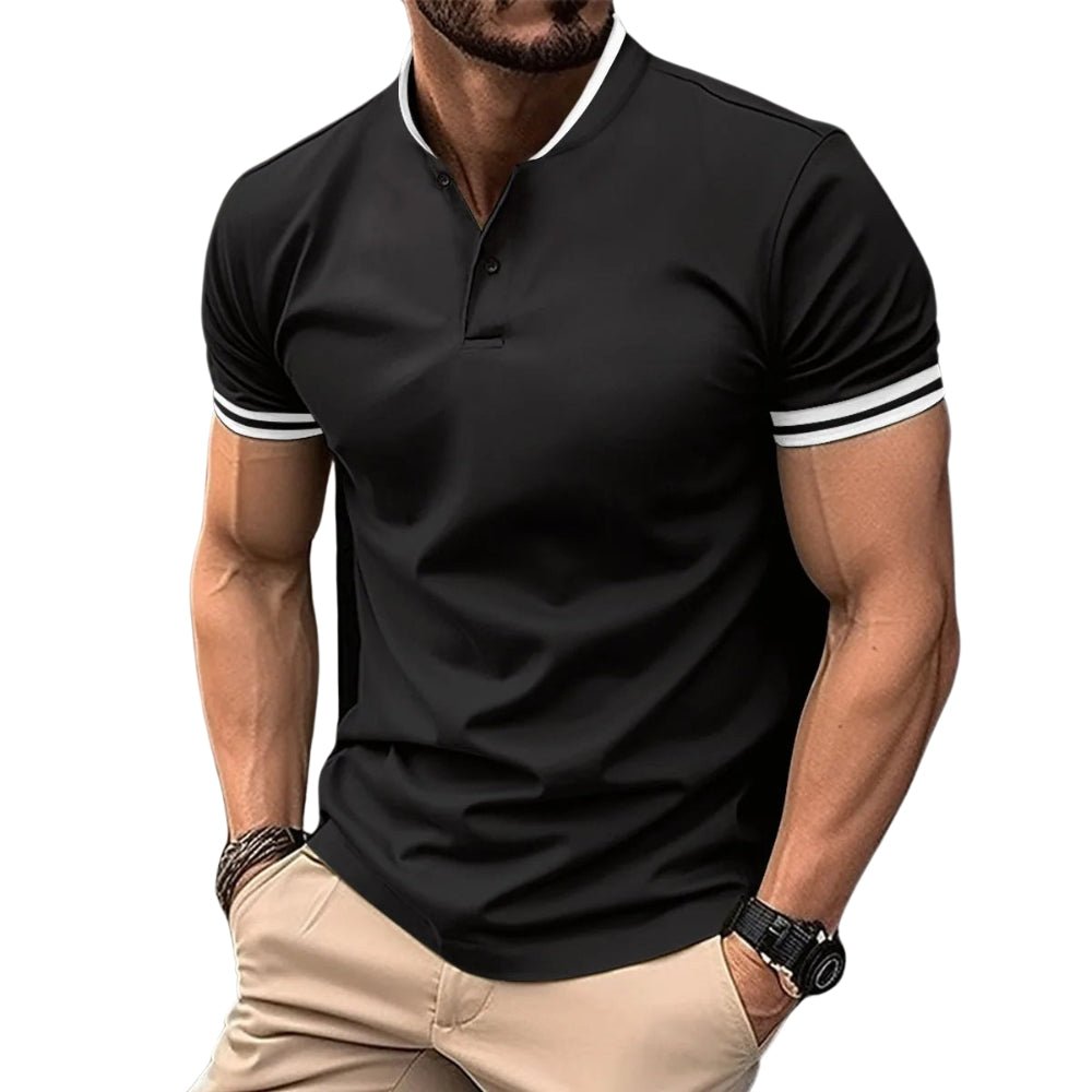 Polo manche longue homme en coton moderne avec col relevé 6