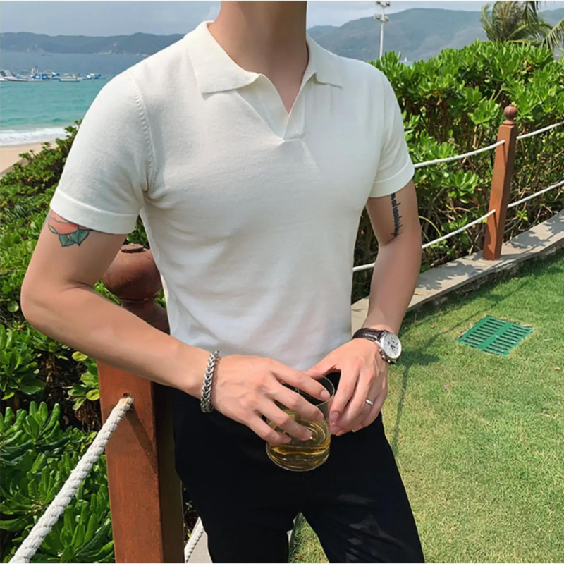 Pull en coton homme à col en V élégant 3
