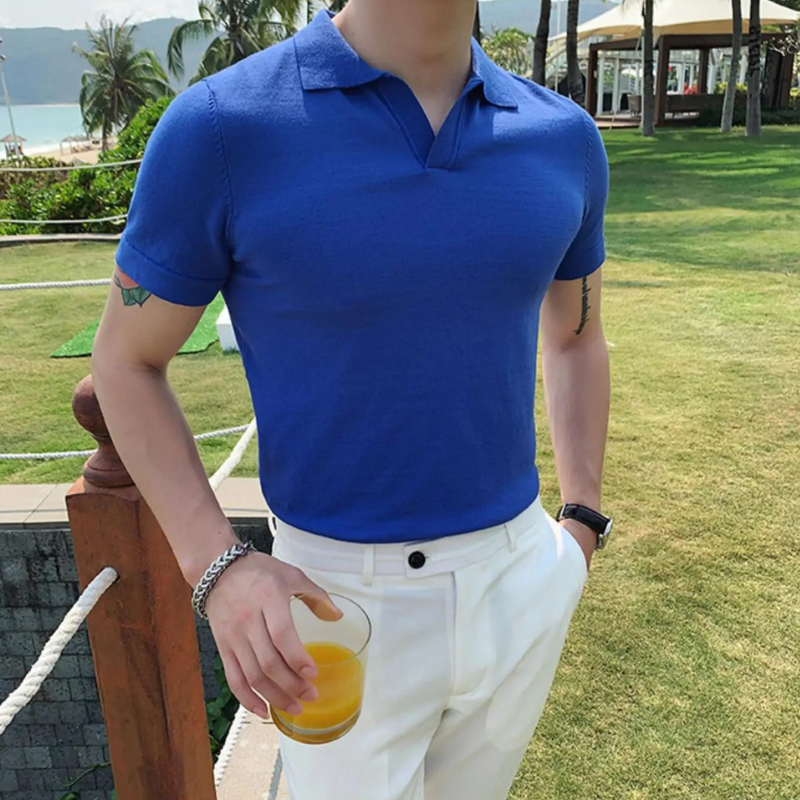 Pull en coton homme à col en V élégant 4