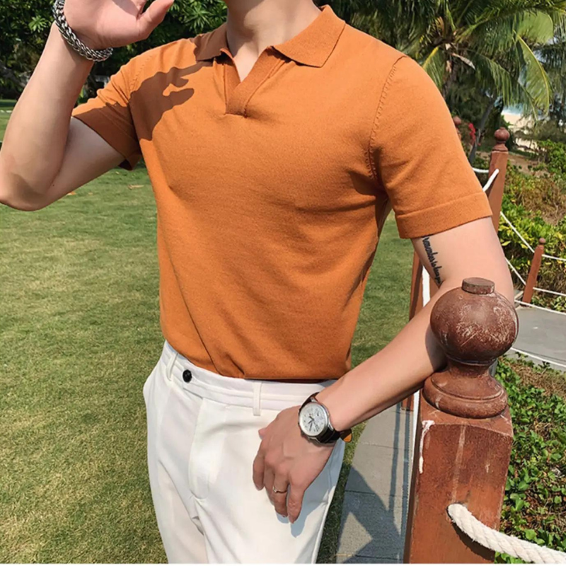 Pull en coton homme à col en V élégant 8