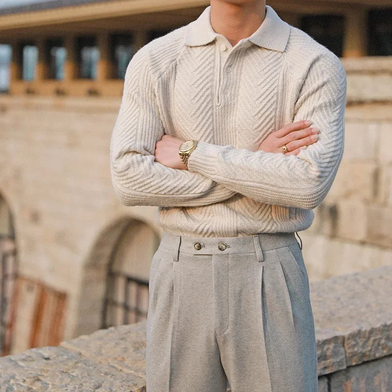 Pull en tricot homme à manches longues avec motif distinct 2