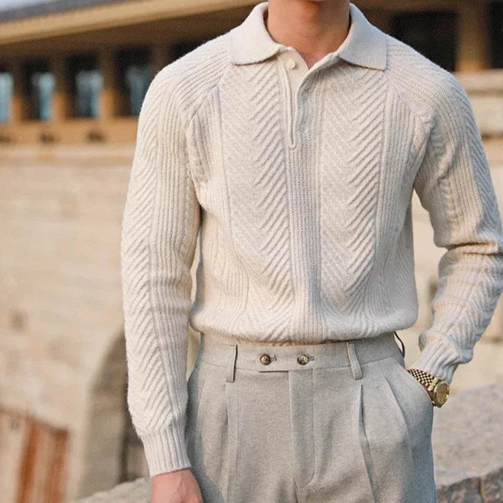 Pull en tricot homme à manches longues avec motif distinct 4