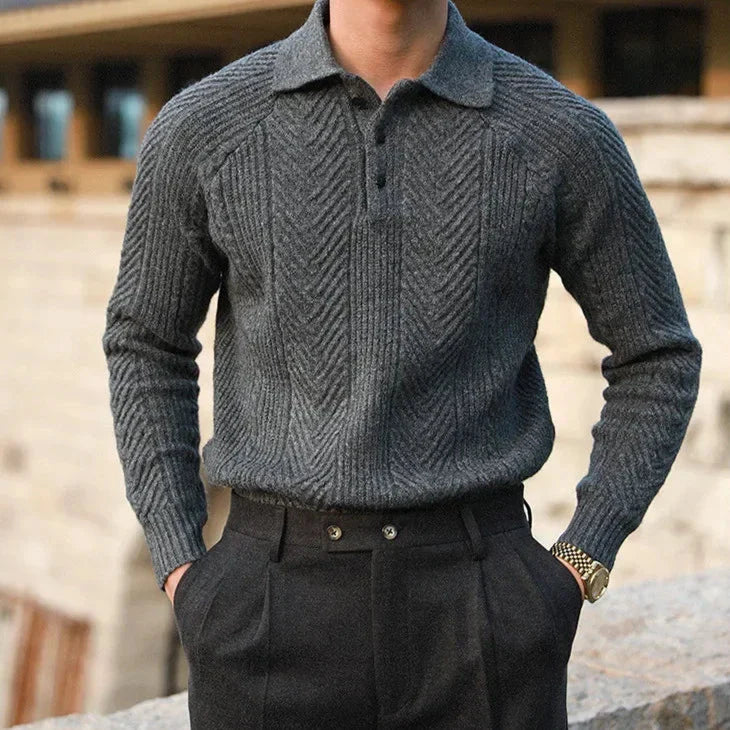 Pull en tricot homme à manches longues avec motif distinct 6