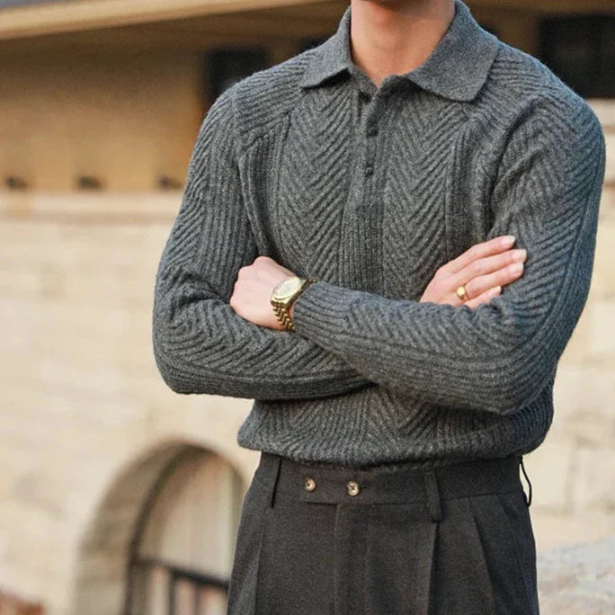 Pull en tricot homme à manches longues avec motif distinct 7