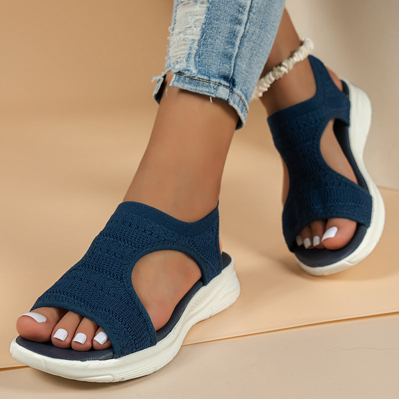 Sandales Femme en Tricot Ouvertes et Confortables à Enfiler 2