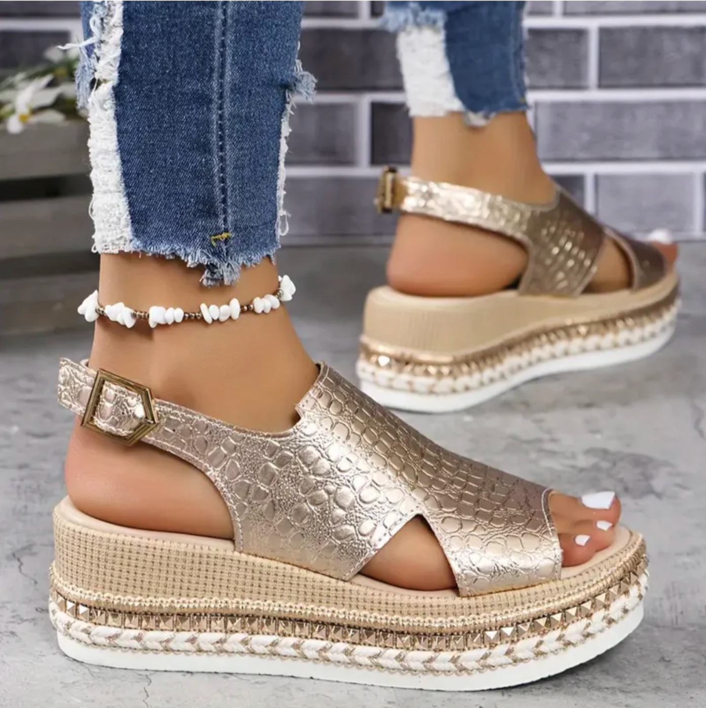 Sandales à plateforme femme en cuir PU avec soutien orthopédique 2