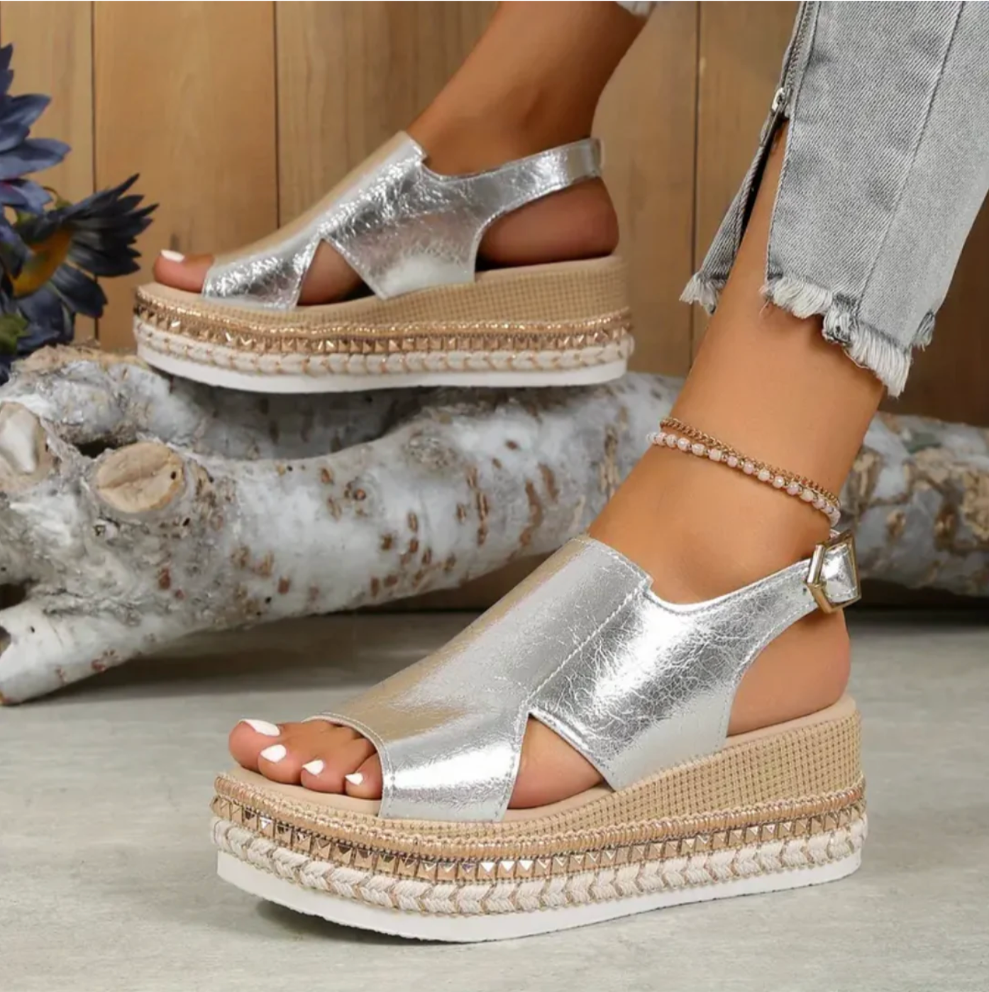 Sandales à plateforme femme en cuir PU avec soutien orthopédique 4
