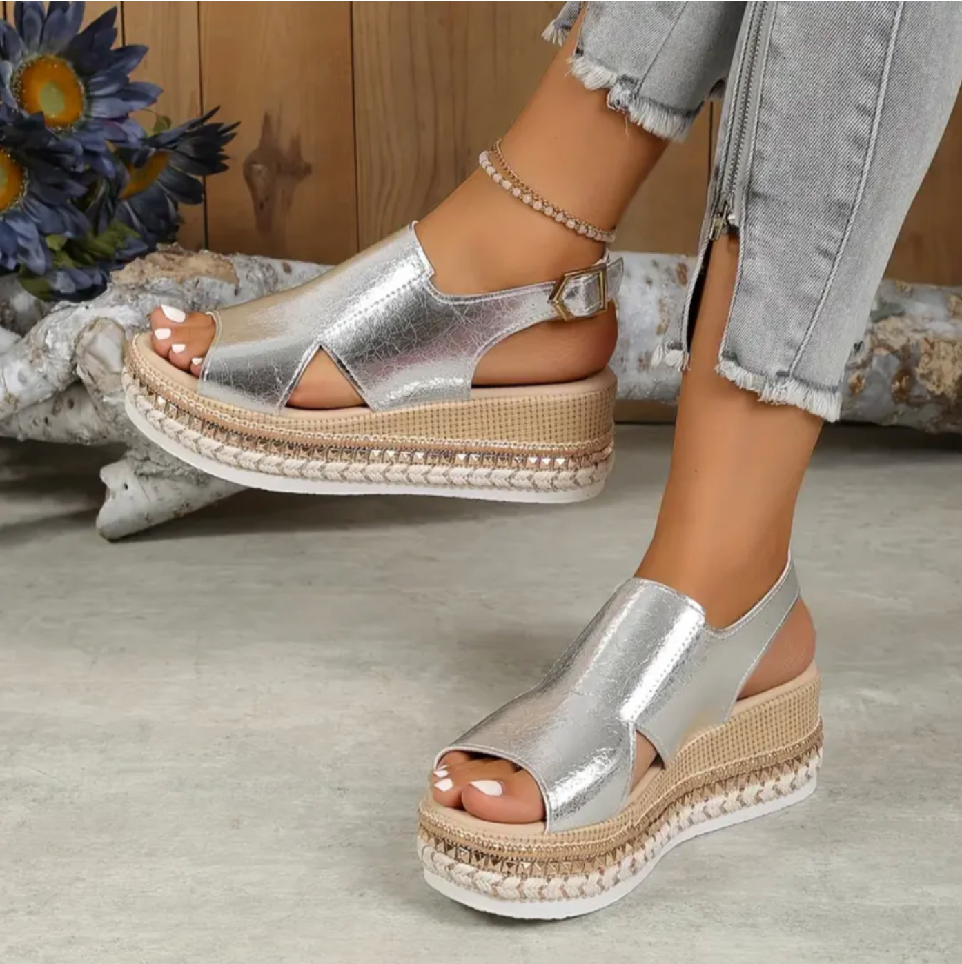 Sandales à plateforme femme en cuir PU avec soutien orthopédique 6