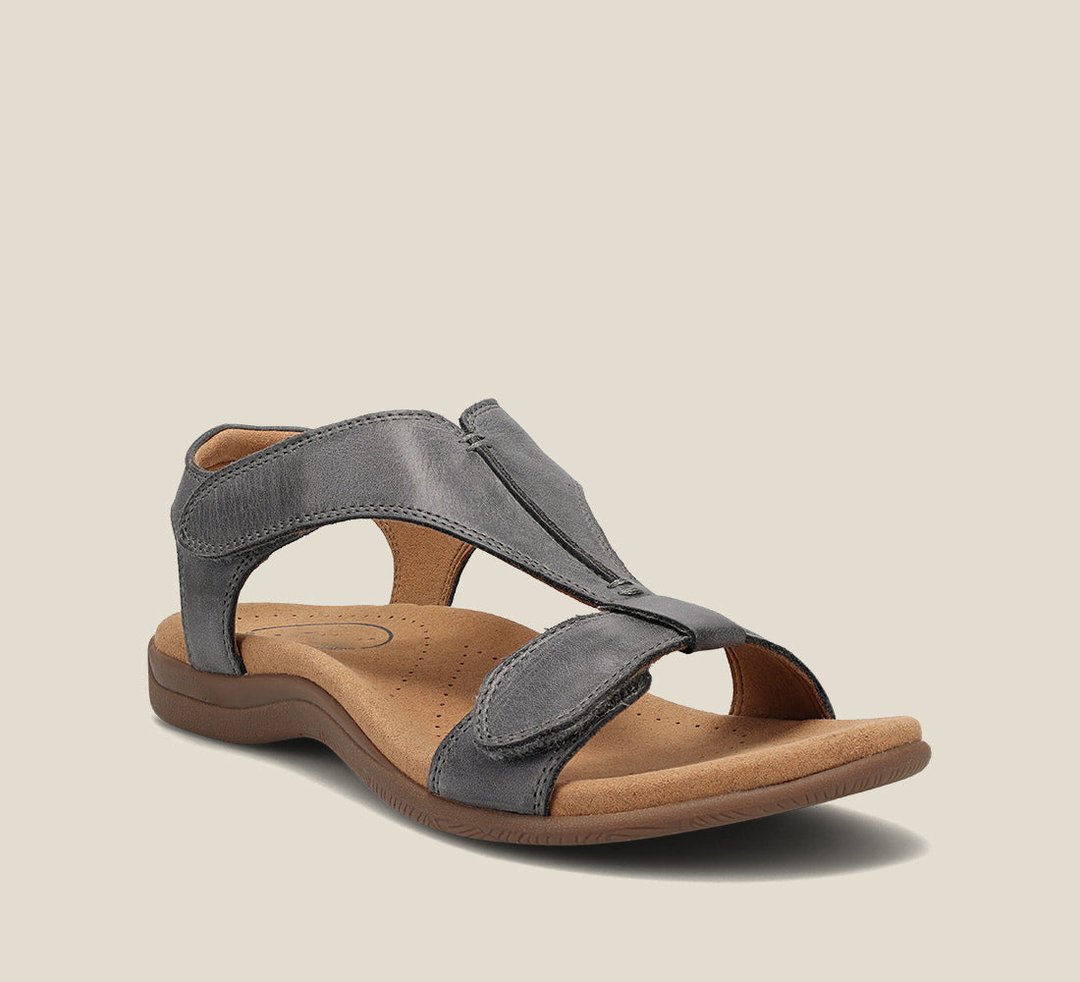 Sandales ouvertes ergonomiques femme en cuir PU avec semelle rembourrée 4
