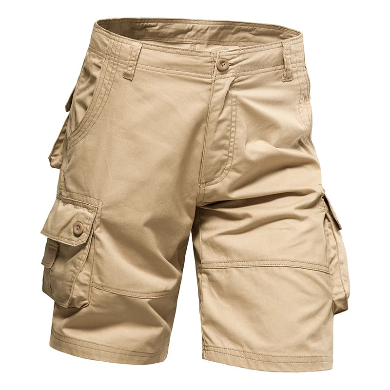 Short Cargo Homme Décontracté en Coton avec Poches Multiples 1