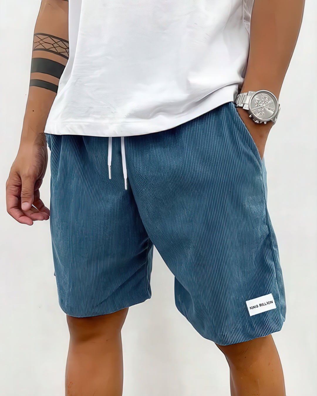 Shorts en coton homme à taille élastique, coupe décontractée 2