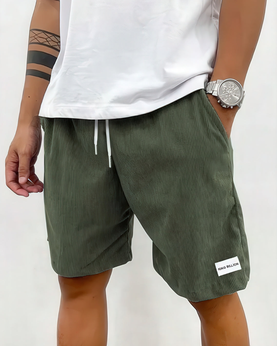 Shorts en coton homme à taille élastique, coupe décontractée 3