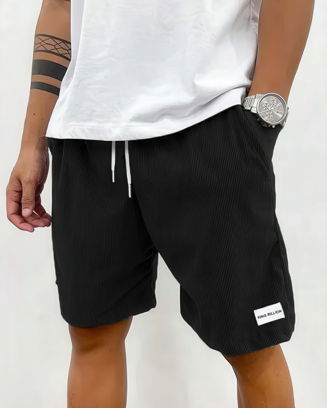 Shorts en coton homme à taille élastique, coupe décontractée 4