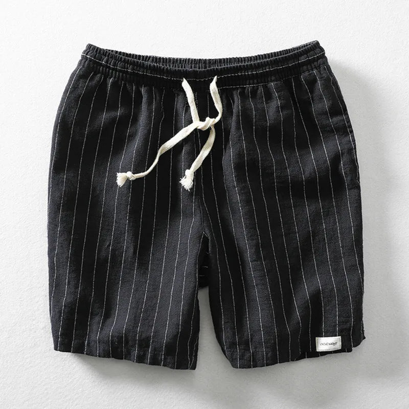 Shorts en coton léger à rayures pour homme avec taille élastique 2