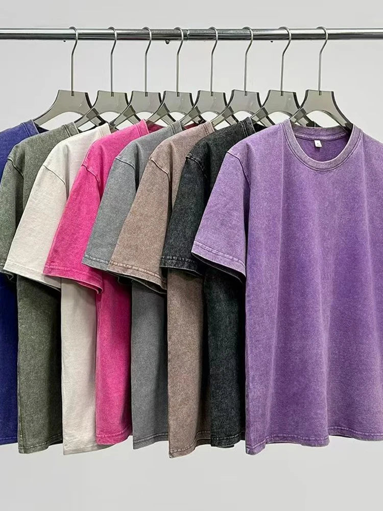 T-Shirt Oversize Homme en Coton Lourd Style Vintage 0