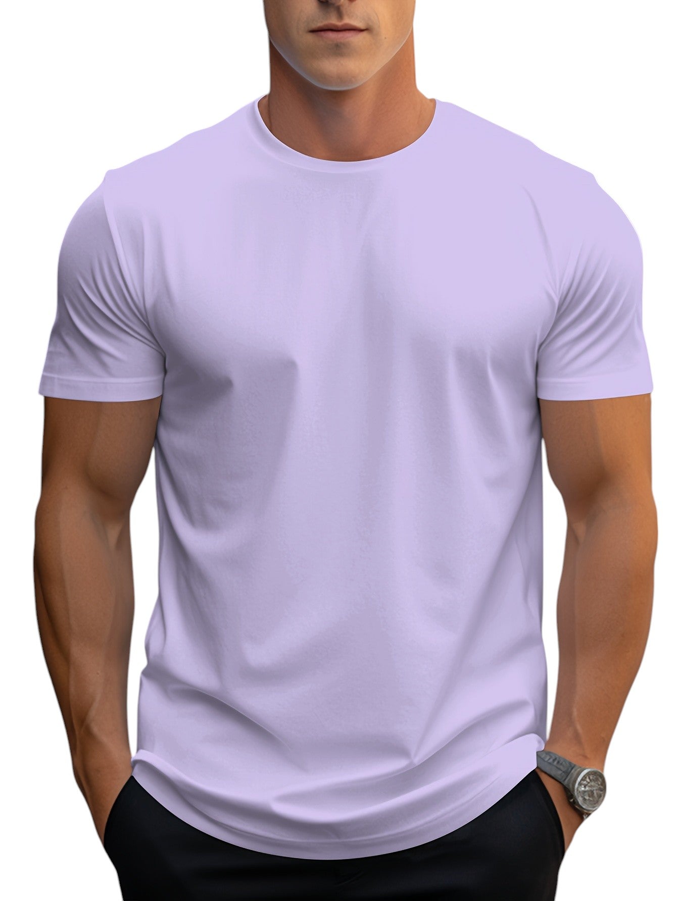 T-shirt basique en coton pour homme, coupe régulière 11