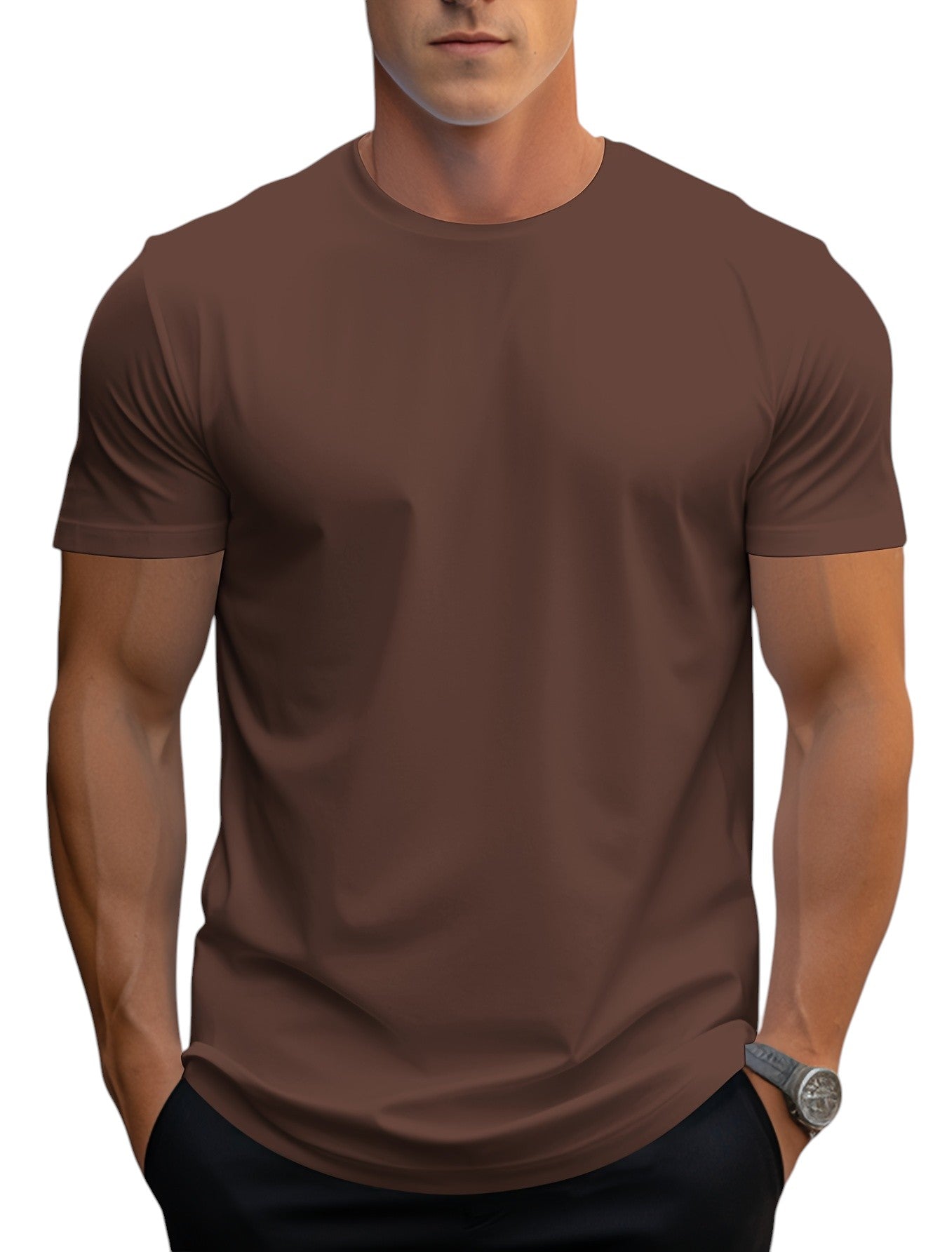T-shirt basique en coton pour homme, coupe régulière 14