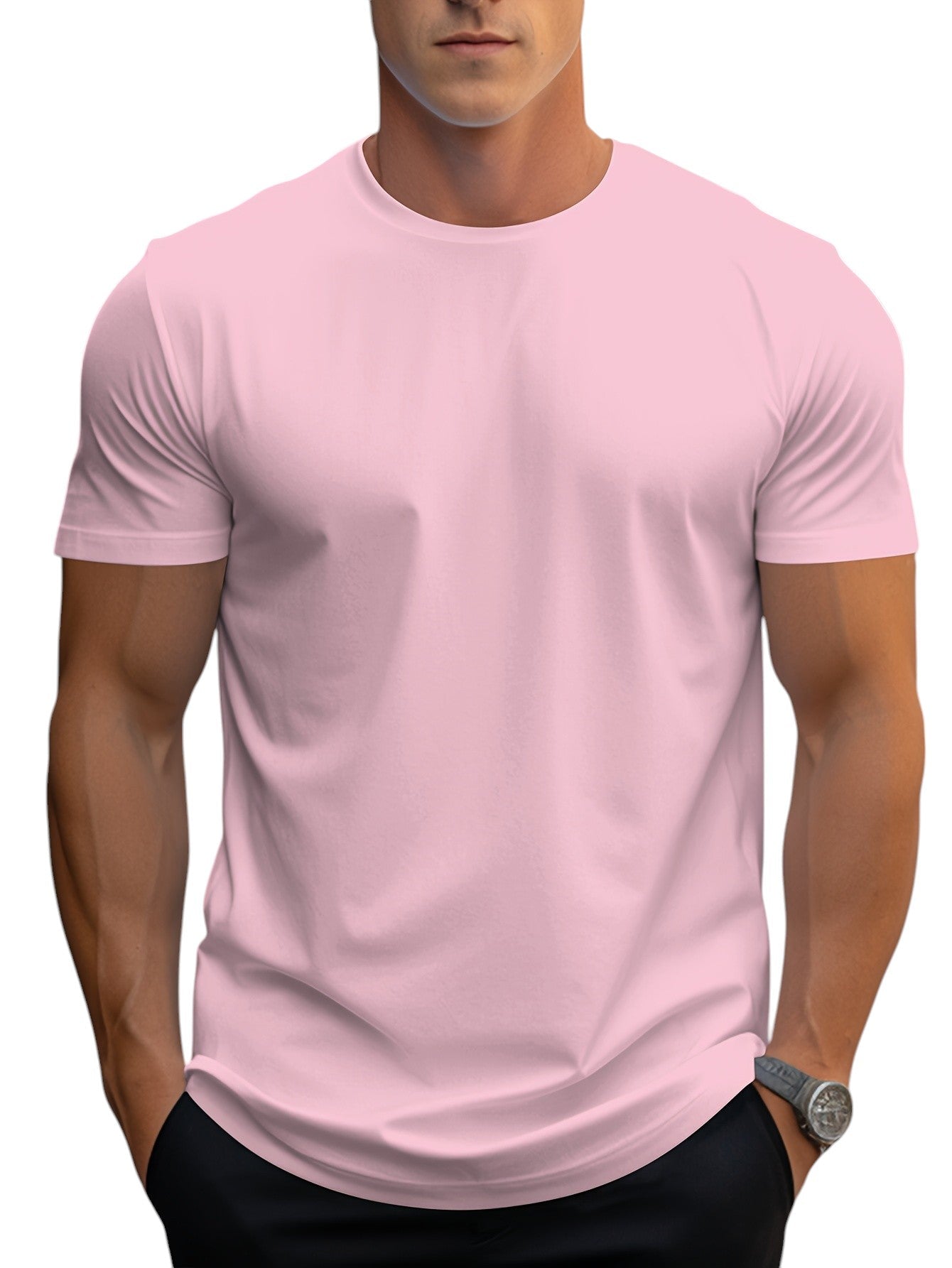 T-shirt basique en coton pour homme, coupe régulière 16