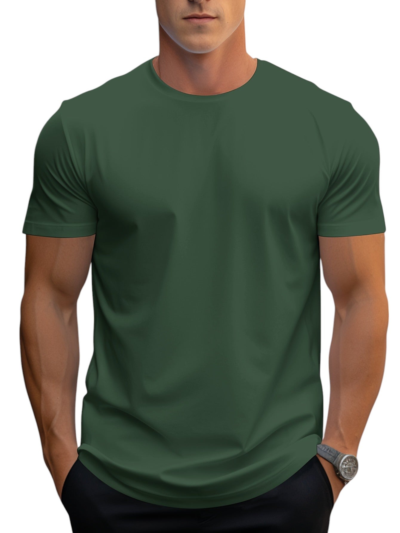 T-shirt basique en coton pour homme, coupe régulière 5