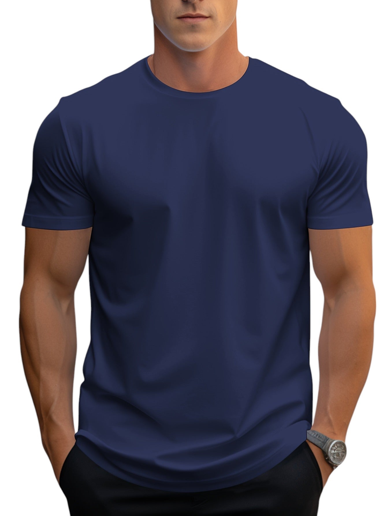 T-shirt basique en coton pour homme, coupe régulière 9