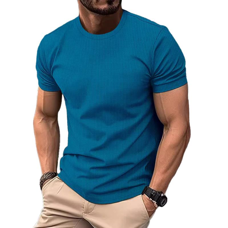 T-shirt décontracté en soie glacée pour homme à manches courtes 1
