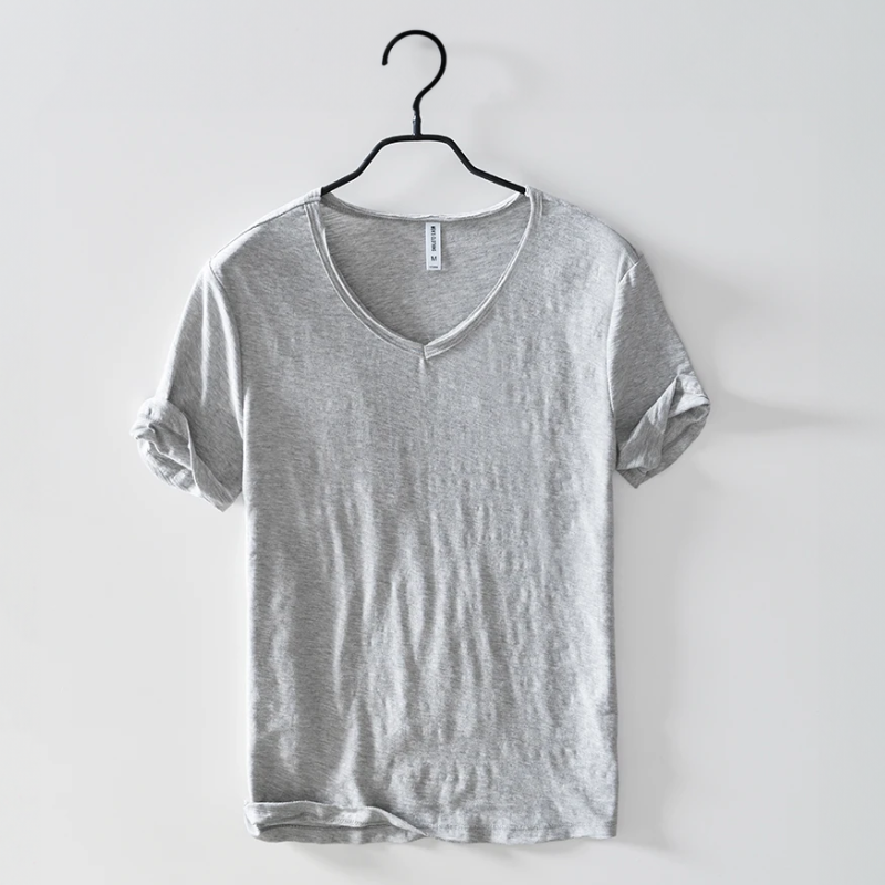 T-shirt en coton homme col en V léger et respirant 2