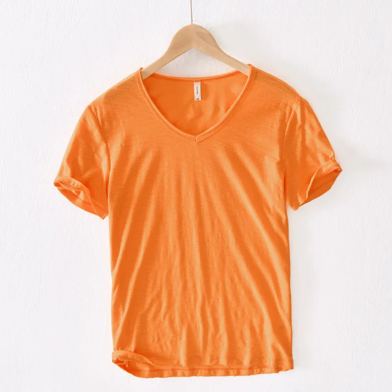 T-shirt en coton homme col en V léger et respirant 8