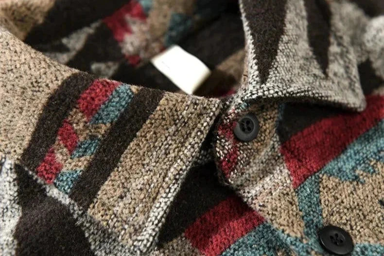 Veste chemise vintage en laine pour homme avec motif aztèque 3