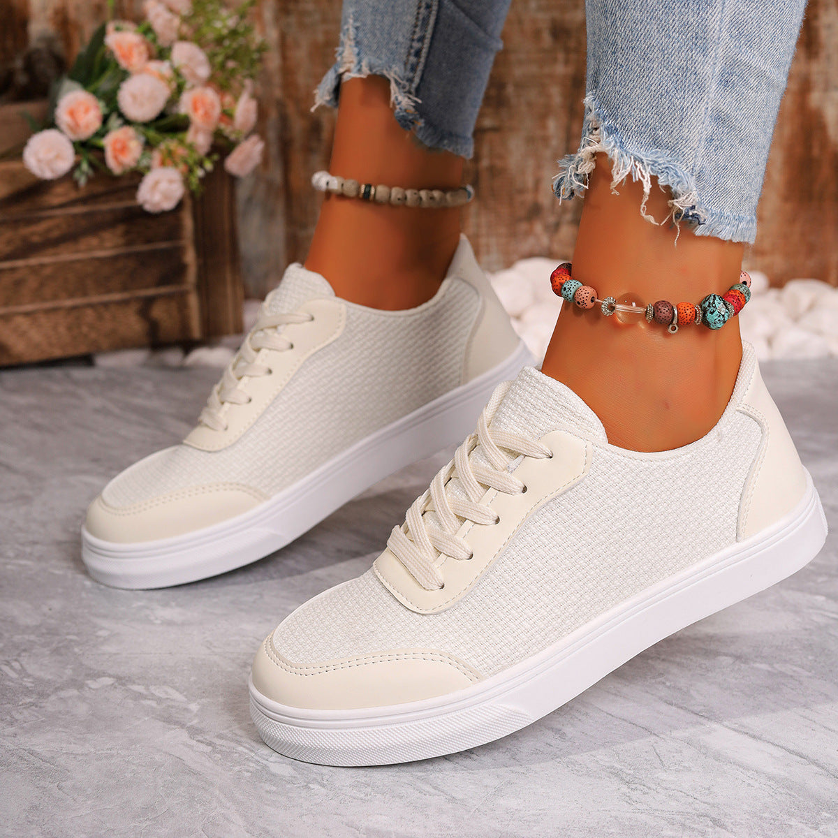 Baskets Femme Orthopédiques en Maille Respirante à Lacets 1
