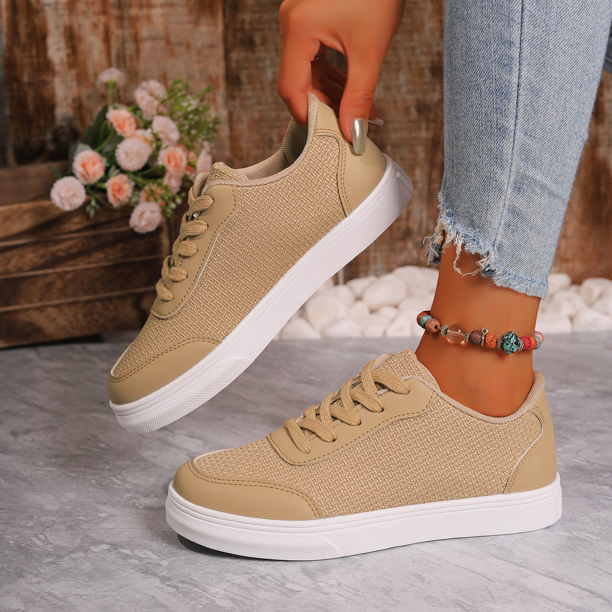 Baskets Femme Orthopédiques en Maille Respirante à Lacets 2