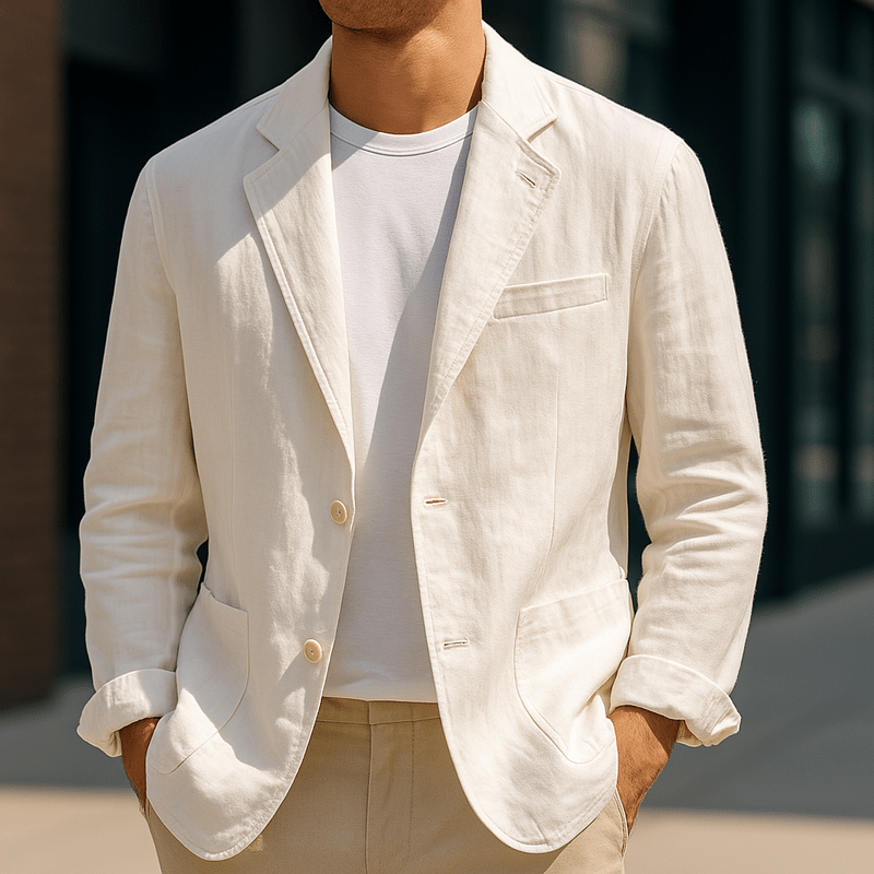 Blazer homme en lin léger ajusté pour un look décontracté 0
