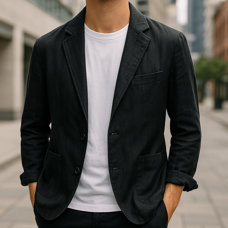 Blazer homme en lin léger ajusté pour un look décontracté 1